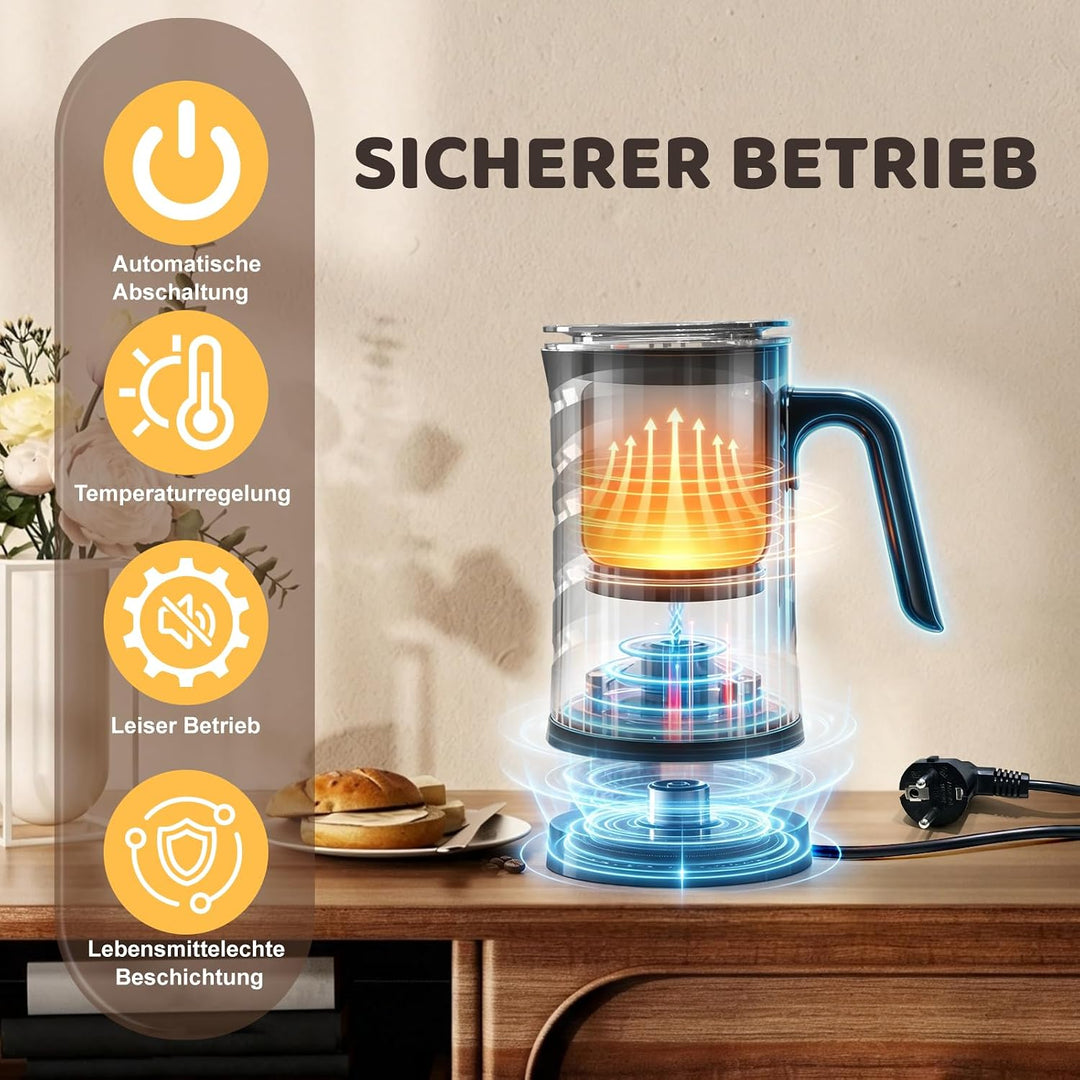 Electric Milk Frother 4-in-1 Milk Frother for Hot and Cold Milk Heating Non-Stick Coating Automatic