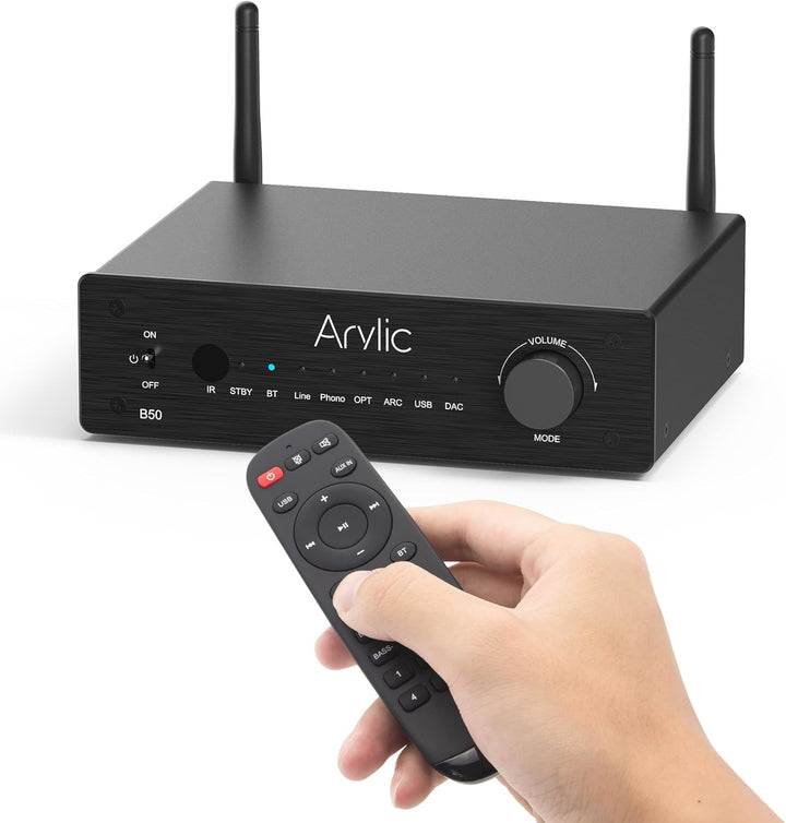 Arylic B50 Verstärker mit Bluetooth, Stereo Amplifier, 2 Kanal 50W*2 Home Audio AMP, mit HDMI, ARC,