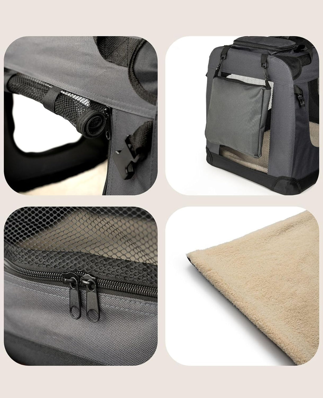 lionto Hundetransportbox Hundetasche Hundebox Faltbare Kleintiertasche, (S) 50x34x36 cm grau Grau L