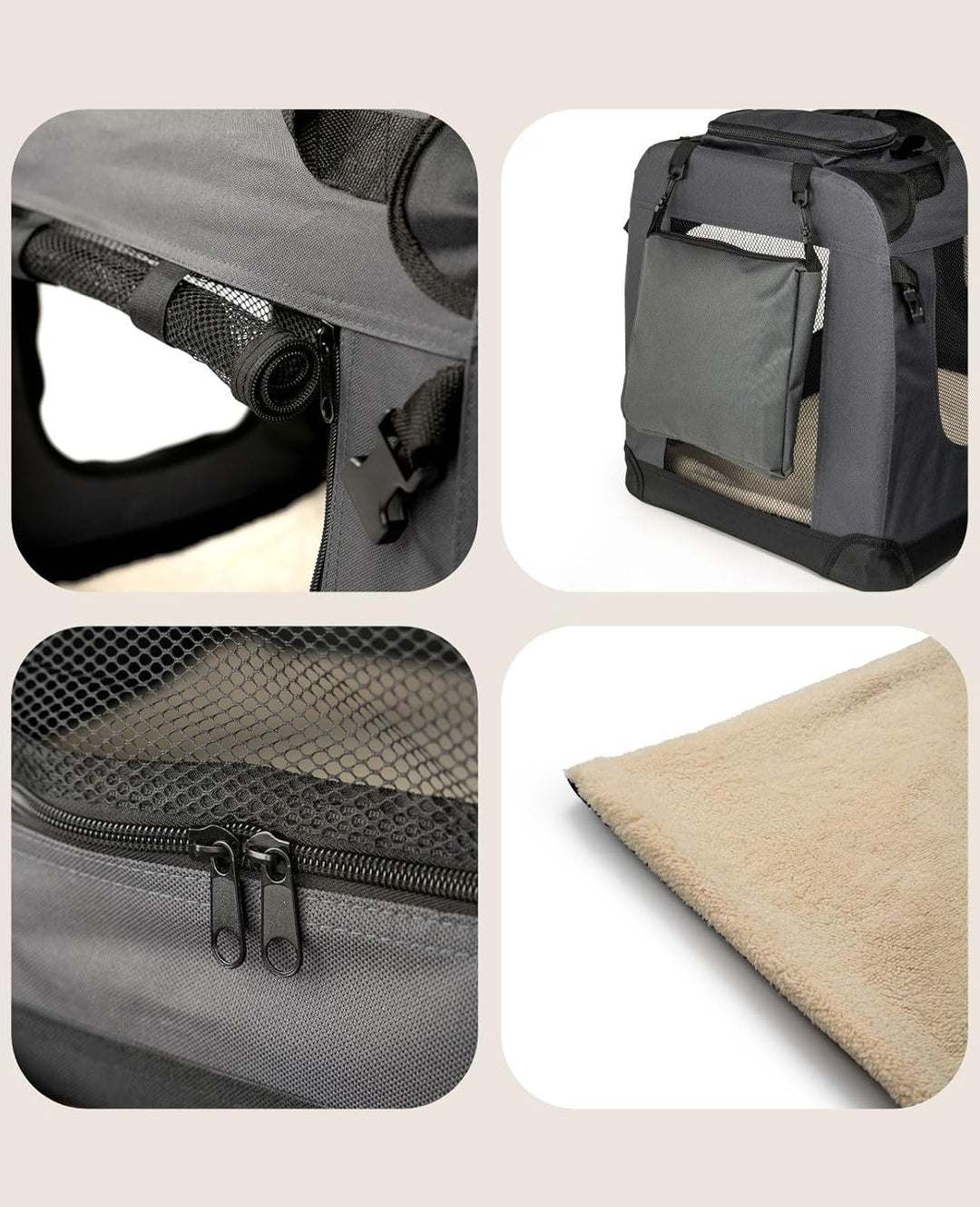 lionto Hundetransportbox faltbar für Reise & Auto, 101x69x70 cm, stabile Transportbox mit Tragegriff