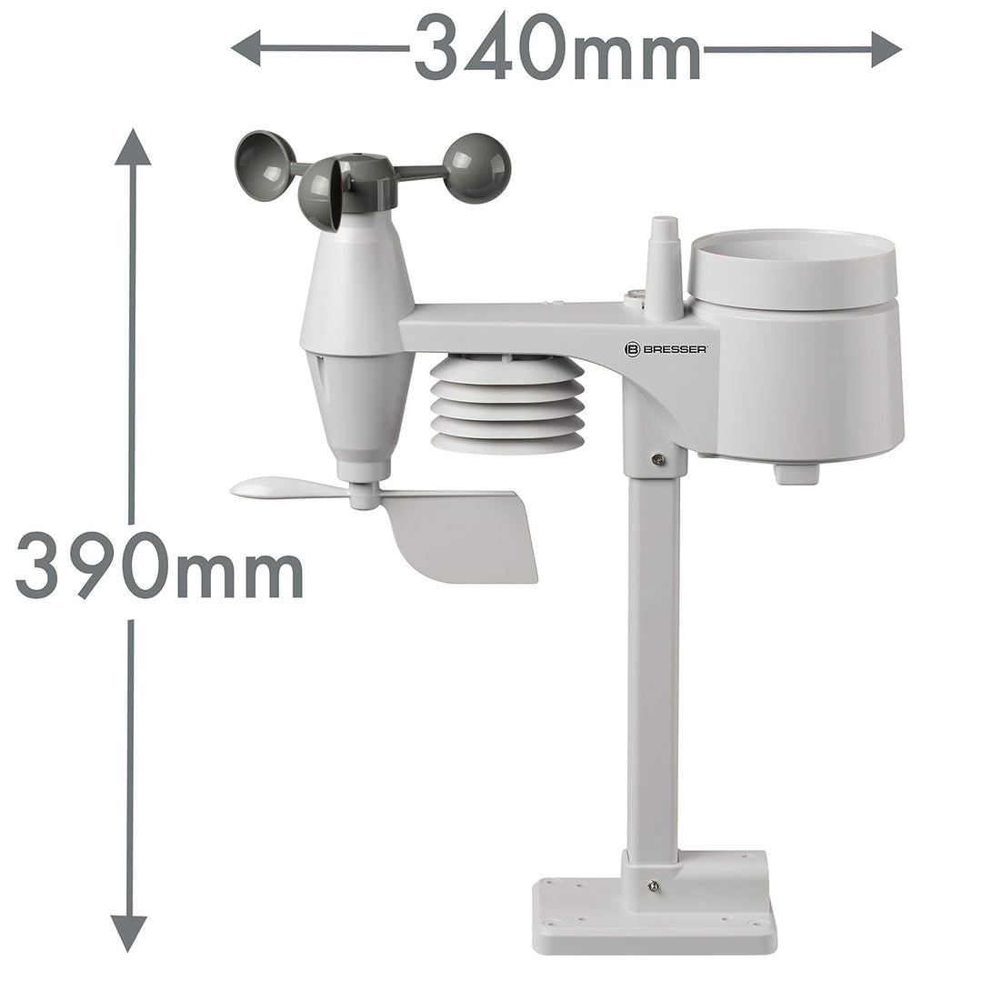 Bresser Wetterstation Funk mit Aussensensor Wetter Center 5-in-1 mit 5,7 Zoll 256 Farben Display und