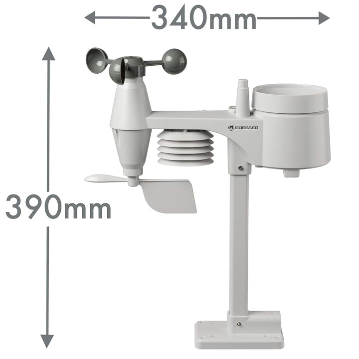 Bresser Wetterstation Funk mit Aussensensor Wetter Center 5-in-1 mit 5,7 Zoll 256 Farben Display und
