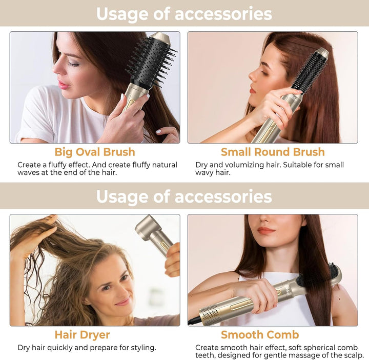 Hair Styler Set 6 In 1 Hairstyler, Airstyler mit 110000 U/MIN Warmluftbürste, Rundbürstenföhn, Haart