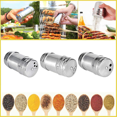 Gracelaza Set von 6 Edelstahl Gewürzdosen Salz Pfeffer Spice Shaker Gewürz Topf mit Tasche