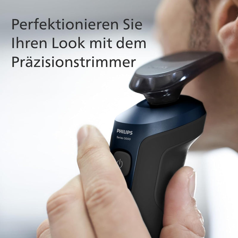 Philips Shaver Series 5000 – Elektrischer Nass- & Trockenrasierer für Herren in Metallic-Blau mit Pr