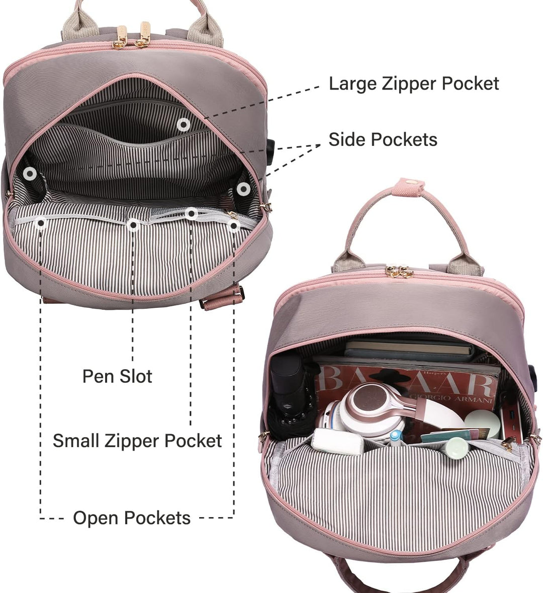 LOVEVOOK Rucksack Damen, 15,6 Zoll Laptop Rucksack Schulrucksack Mädchen Teenager mit Laptopfach, Wa