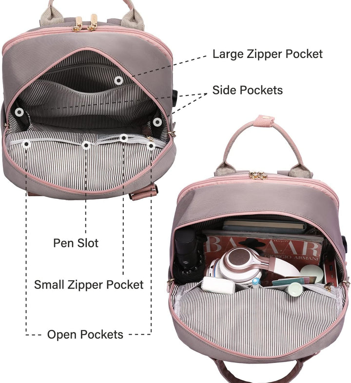 LOVEVOOK Rucksack Damen, 15,6 Zoll Laptop Rucksack Schulrucksack Mädchen Teenager mit Laptopfach, Wa