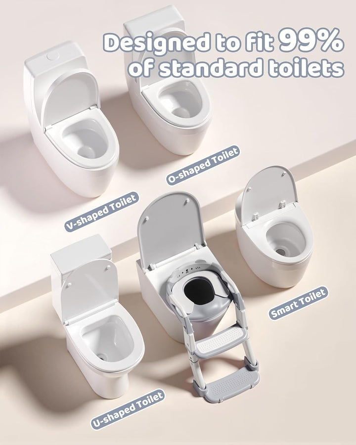 Toilettensitz Kinder mit Treppe, 3 in 1 Klappbarer Toilettenleiter für Kinder, Rutschfest und Wasser