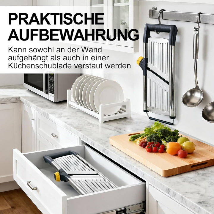 Masthome Mandolinenschneider Edelstahl - Professioneller 5-in-1 Gemüseschneider mit Einstellbarer Sc