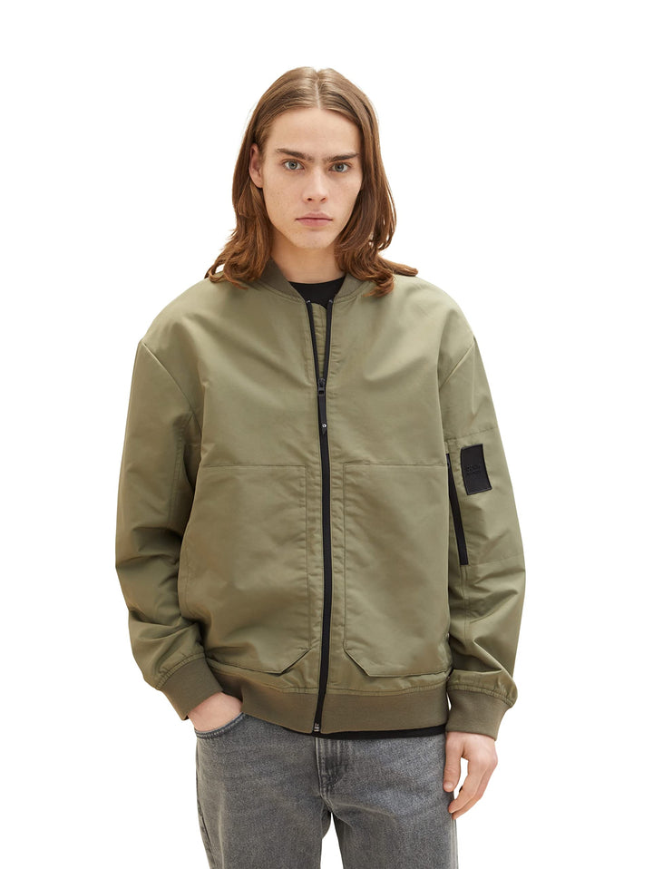 TOM TAILOR Denim Herren Bomber-Jacke mit Stehkragen L 10415 - Dusty Olive Green, L 10415 - Dusty Oli