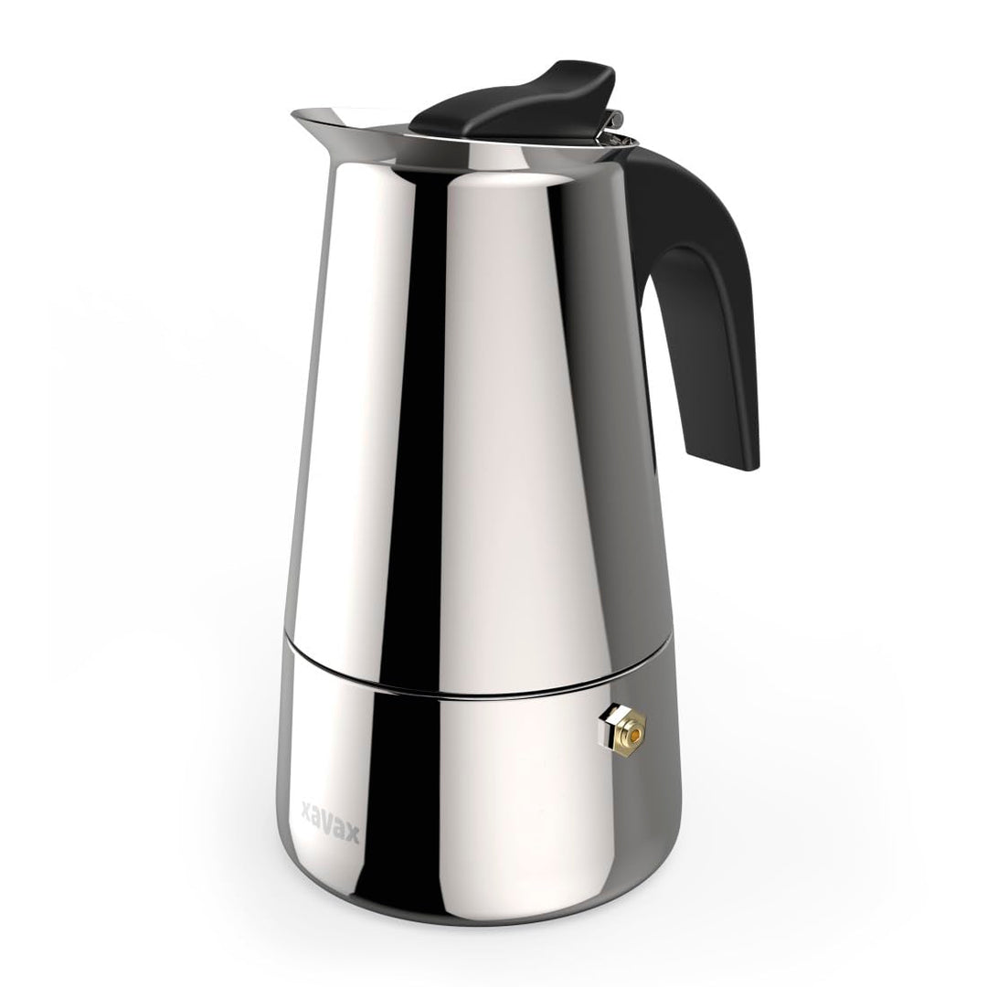 Xavax Espressokocher aus Edelstahl für 4 Tassen, Herdkanne, u.a. Induktion, 200ml 11,5 x 9 x 19,2 cm