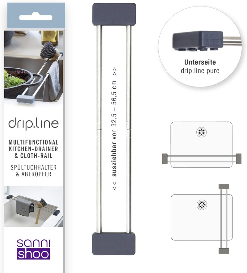 Sanni Shoo drip.line - multifunktionaler Spülen-Abtropfer, Spültuchhalter, Ordnungshelfer, Spülbecke