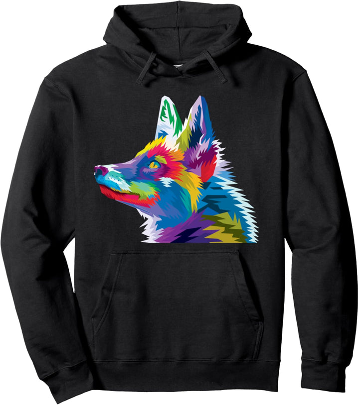 Colorful Fox Cute Geometric pop art style Gift Idea Pullover Hoodie