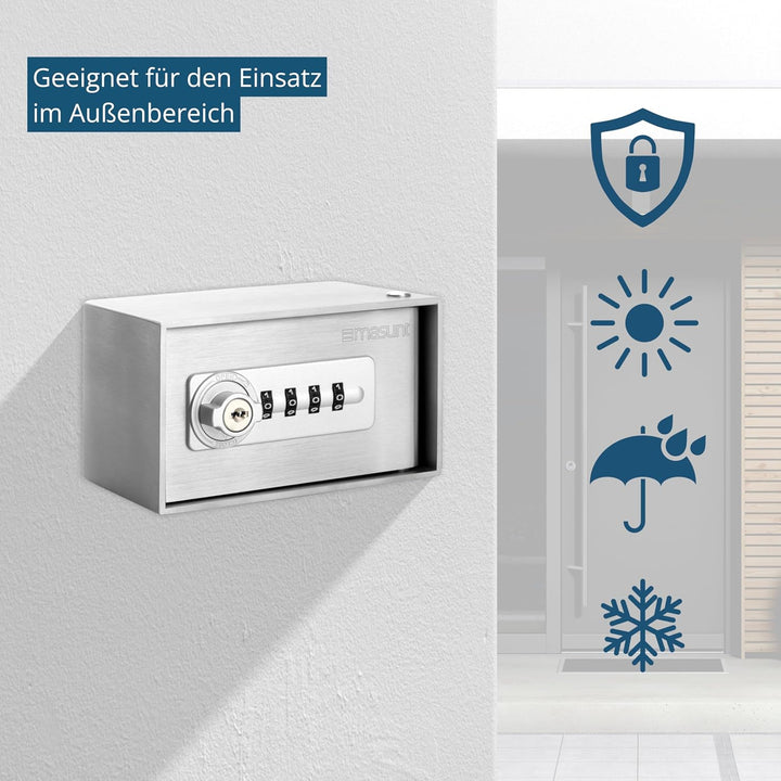 masunt Schlüsseldepot 540 M Code | hochwertiger Schlüsselsafe mit Zahlenschloss | Aufbruch-sicher |