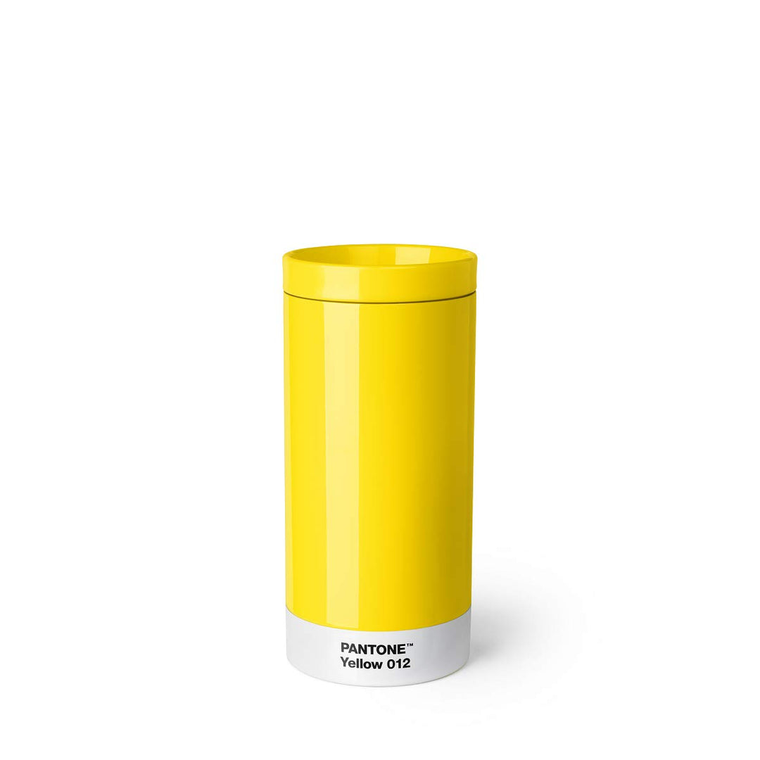 Pantone Reisebecher, Edelstahl, ABS, Yellow 012, 75 mm, Yellow 012