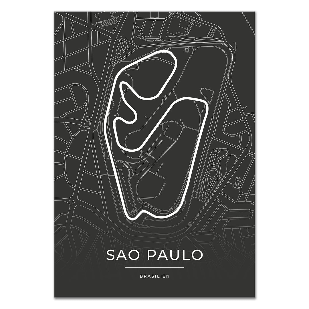 Vacentures Sao Paulo Rennstrecken Poster - Geschenk für Motorsport-Fans (50x70 CM), 50x70 CM