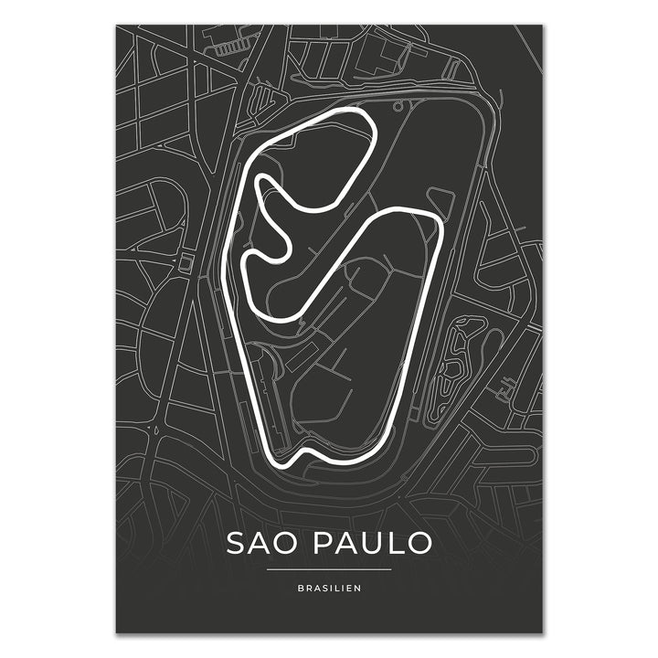 Vacentures Sao Paulo Rennstrecken Poster - Geschenk für Motorsport-Fans (50x70 CM), 50x70 CM