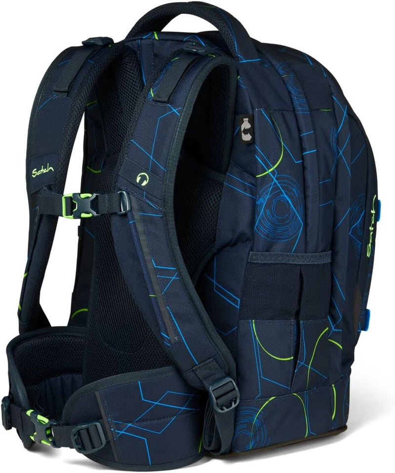 satch Pack Schulrucksack Set 3tlg. mit Sporttasche und Schlamperbox Blue Tech