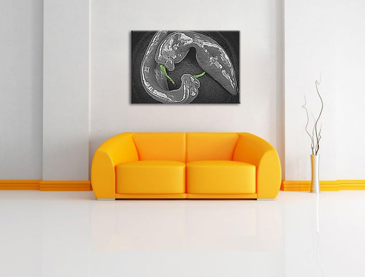 appetitliche scharfe Chilischoten schwarz/weiss Deluxe Format: 100x70 cm auf Leinwand, XXL riesige B