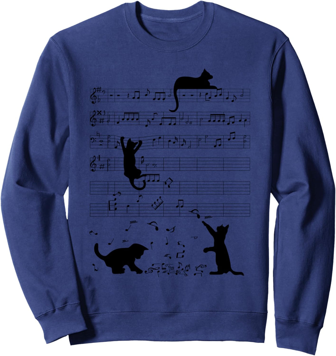 Niedliche Katzen Kätzchen Musiknote Notenschlüssel Musiker Sweatshirt