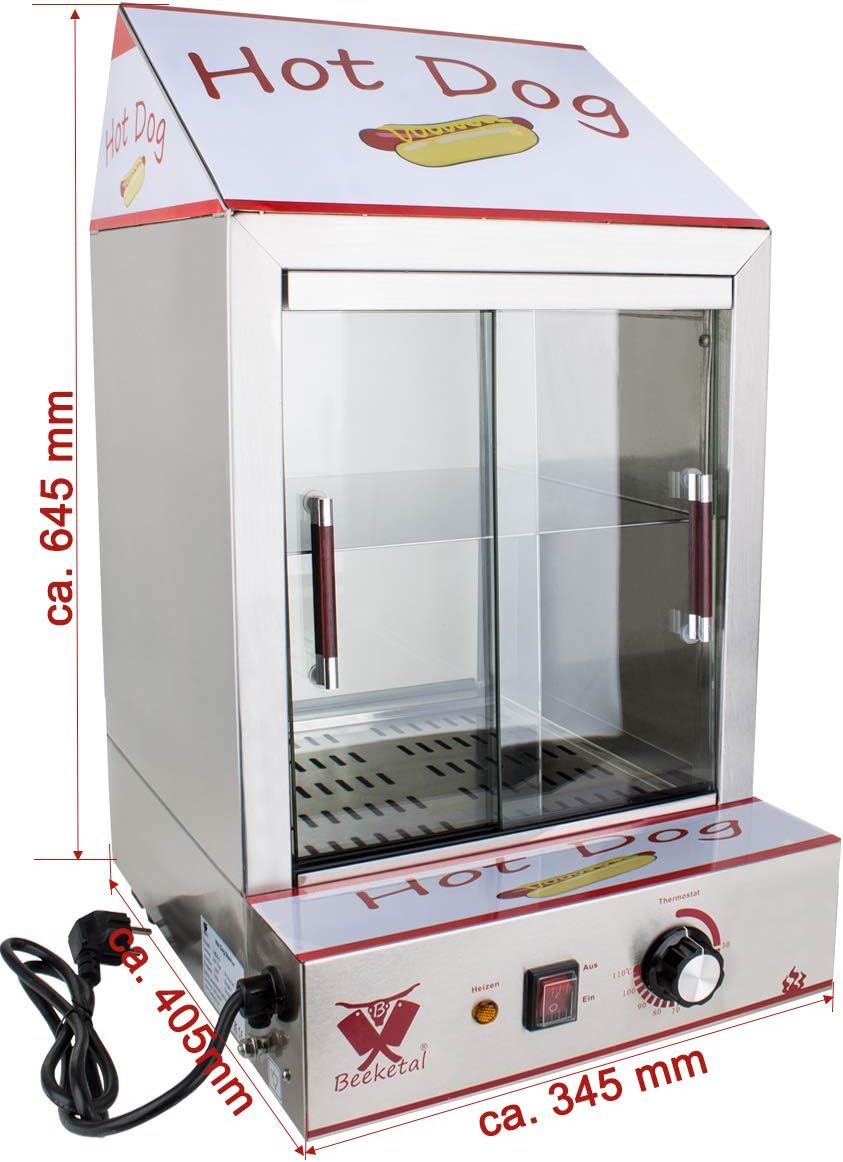 Beeketal 'HDS-2' Profi Gastro Edelstahl Hot Dog Steamer Maker zum Erhitzen und Warmhalten von ca. 10