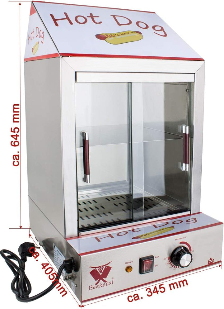 Beeketal 'HDS-2' Profi Gastro Edelstahl Hot Dog Steamer Maker zum Erhitzen und Warmhalten von ca. 10