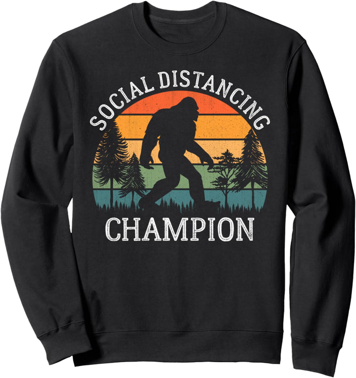 Retro Social Distancing Champion Shirt Funny Bigfoot Sweatshirt
