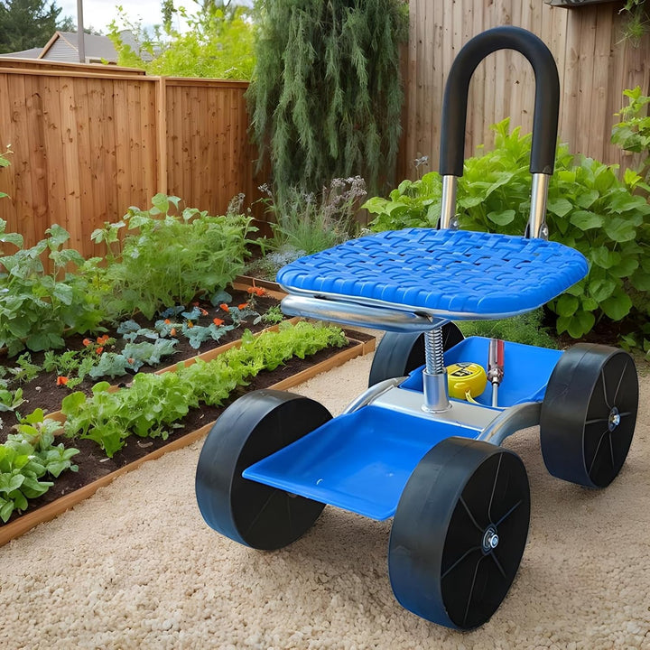 Knowlife Gartenhocker mit Rädern - Rollender Hocker Mit Höhenverstellbarem Drehsitz | Verstellbarer
