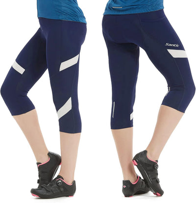 Santic Fahrradhose Damen Gepolstert 3/4 Radlerhose Damen mit Sitzpolster Radhose Damen 3/4 mit Polst