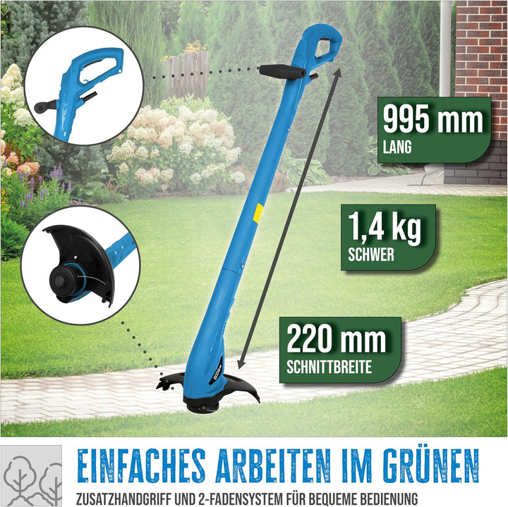 Güde 95177 Rasentrimmer GRT 251 P (2-Fadensystem mit Tipp Nachstellautomatik, Zusätzliche Fadenspule