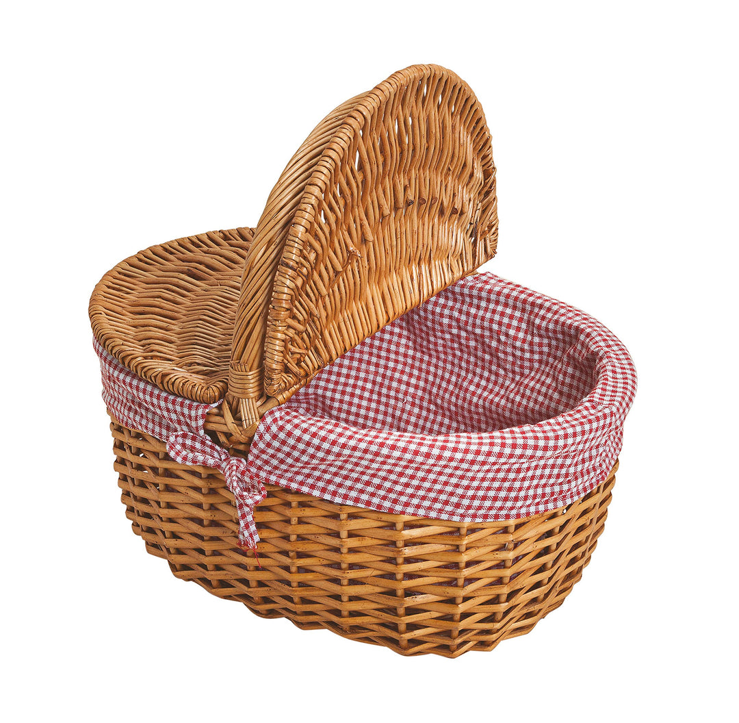 Weide Picknickkorb mit Deckel - Picknick Tragekorb leer / ohne Inhalt Henkelkorb - handlicher Einkau