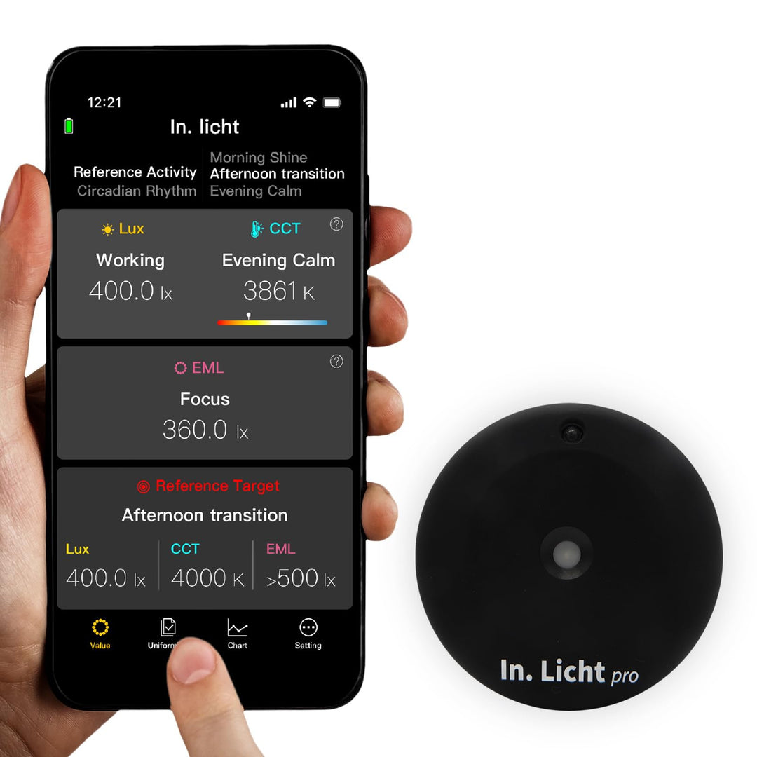 Pro Handheld Light Meter EML Lichtmesser-Sensor für Lumen, Lux, Farbtemperatur CCT, Kontrast und Gle