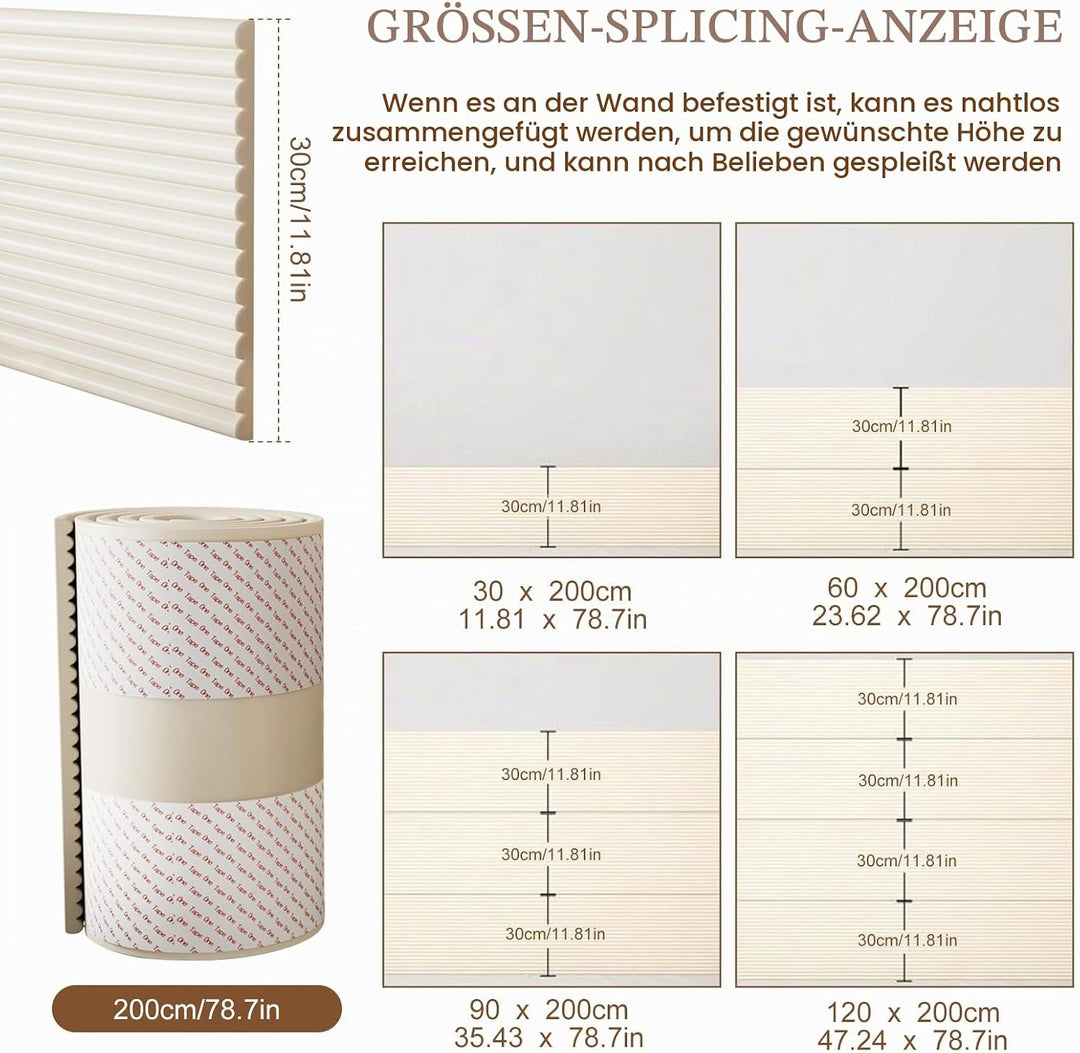 Wandpaneele Gepolstert für Kinderzimmer, 2M Wandpolster Selbstklebend, 1cm Dick Anti-Kollision Wandk