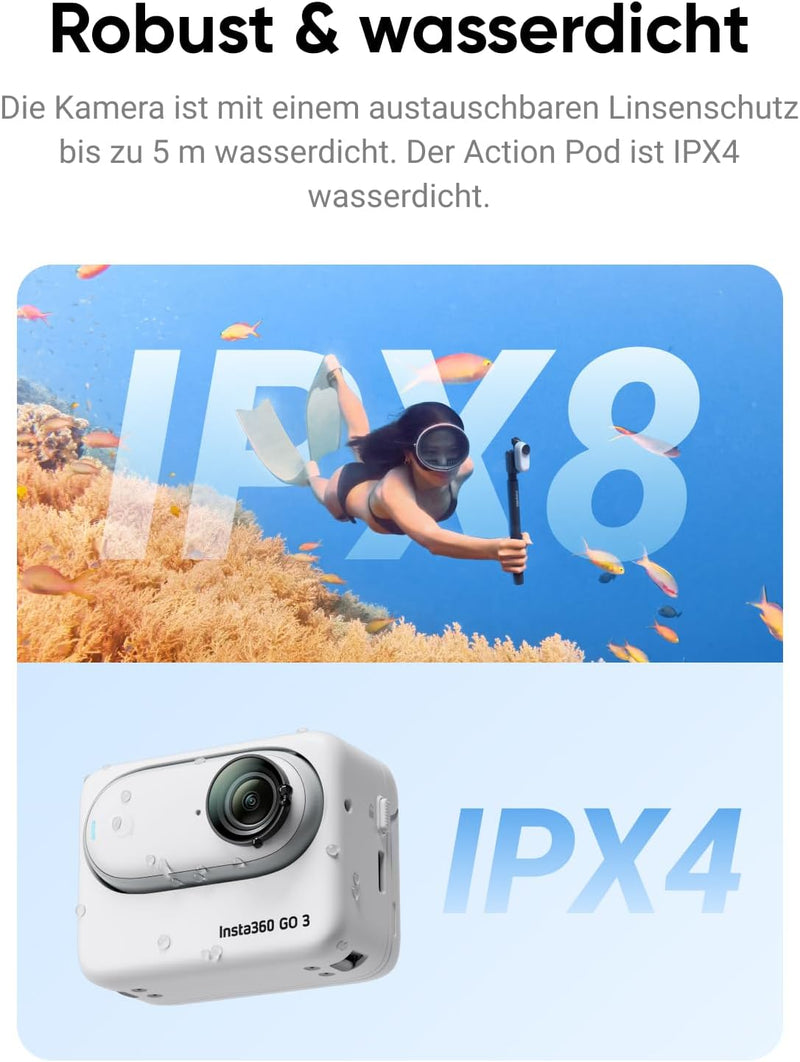 Insta360 GO 3 (128 GB) mit offiziellem Aufkleber-Set - Kleine & leichte Action-Kamera, tragbar & vie