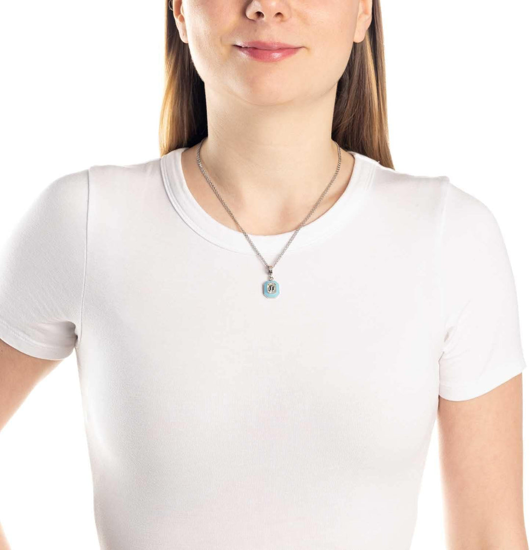 Leonardo Jewels Halskette Gigi, Kette aus Edelstahl mit Anhänger, Glas-Kristall, blau, silber, 45-50