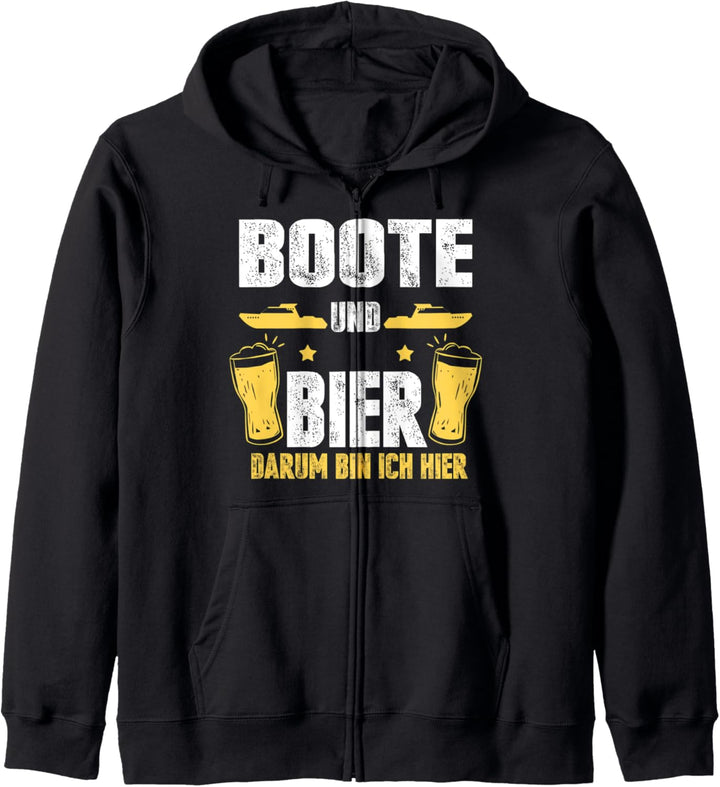 Boote und Bier darum bin ich hier Kapitän Boot Bootsfahrer Kapuzenjacke