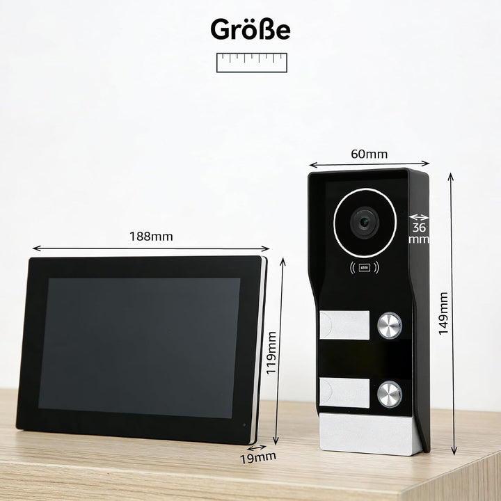Video Türsprechanlage 2-Draht für 2 Familienhaus, 2X 7 Zoll Monitor &amp; App - Smarte Video Türklingel