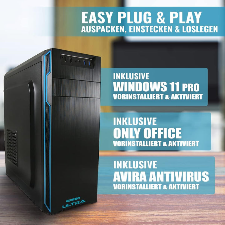 GREED® Ultra PC mit Intel Core i7 4790 - Schneller Rechner + Computer für Büro & Home Office mit 4,0