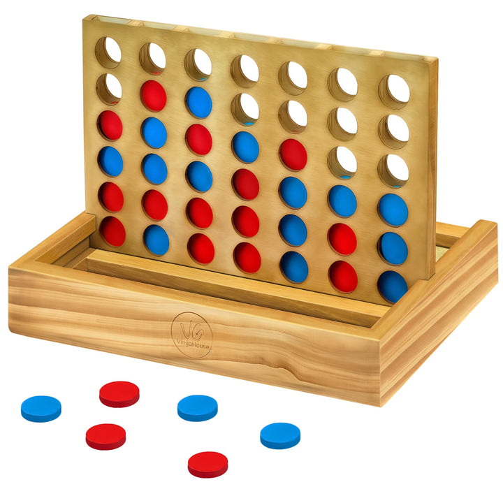 4 in einer Reihe Spiel Holz, Vertikales Strategiespiel für 2 Spieler, Pädagogisches Lernspielzeug, G