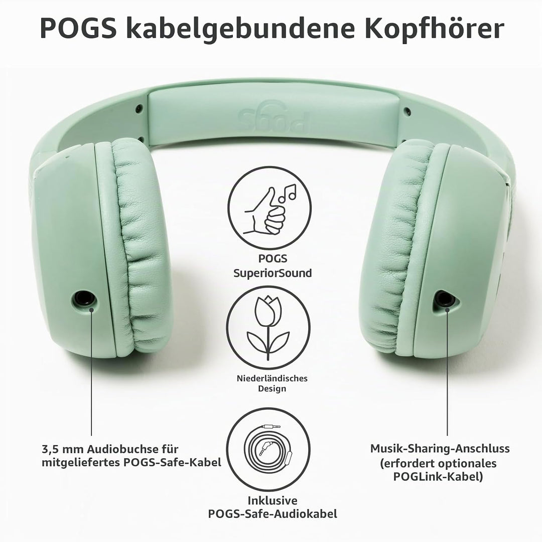 POGS-Kinderkopfhörer mit Kabel | The Elephant 2 | Faltbarer robuster Kinderkopfhörer ab 3 Jahren | L