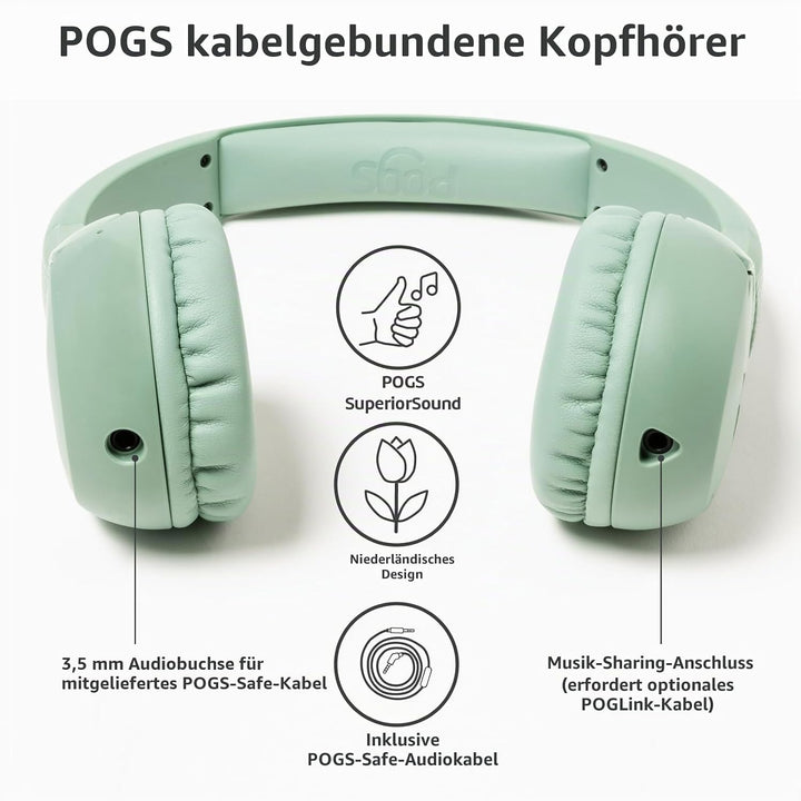 POGS-Kinderkopfhörer mit Kabel | The Elephant 2 | Faltbarer robuster Kinderkopfhörer ab 3 Jahren | L