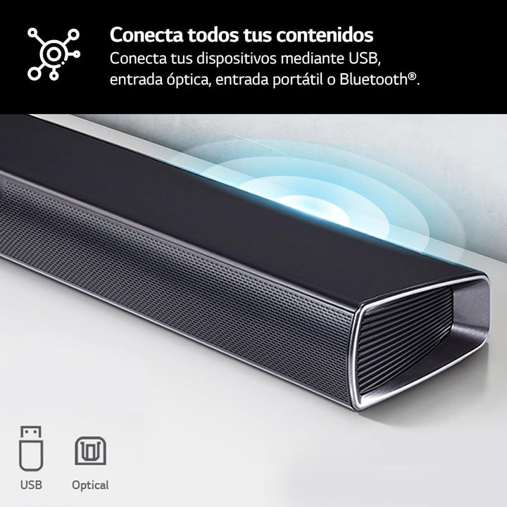 LG SQC4R 4.1 Soundbar (220W) mit kabellosem Subwoofer und Rücklautsprechern (Adaptive Sound Control,