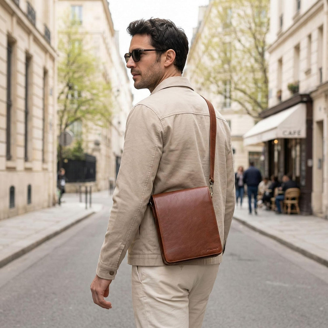 STILORD "Oxford Vintage Umhängetasche Leder Herren für 13 Zoll Tablet MacBooks und iPad Schultertasc