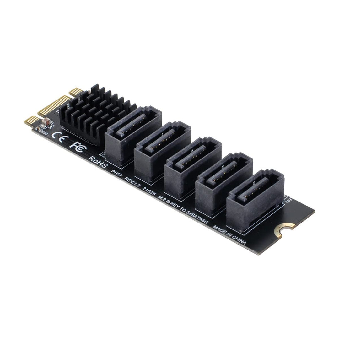 NFHK NGFF JMB575 2280 Key B+M zu SATA 3.0 6 Gbps 5 Ports Classic, Classic