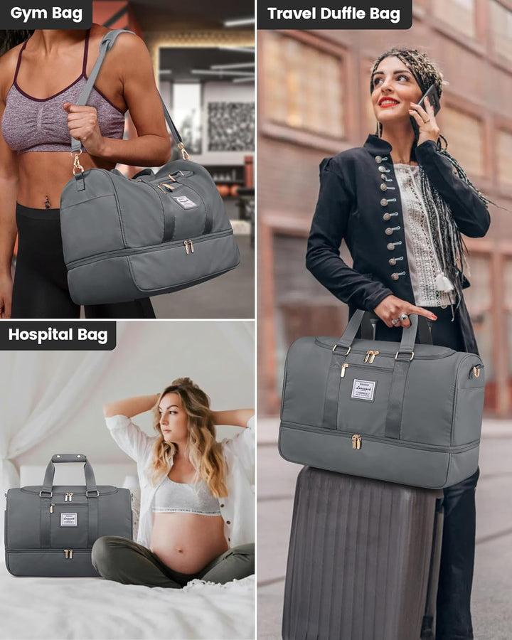 LOVEVOOK Sporttasche Reisetasche Damen, Weekender Travel Bag mit Kulturtasche, Schuhfach & Nassfach,