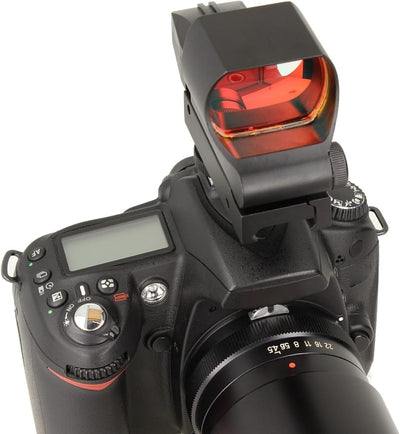 Minadax Red Dot Punkt Visier für grosse Kameras 40mm Sichtfeld + Hotshoe Adapter | für schnelle Ziel