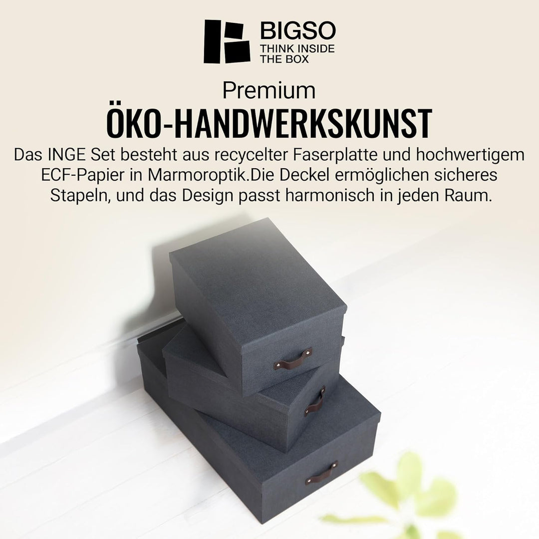 BIGSO BOX OF SWEDEN INGE 3er-Set Aufbewahrungsboxen für das Schlaf-, Kinder-, Arbeits- oder Badezimm