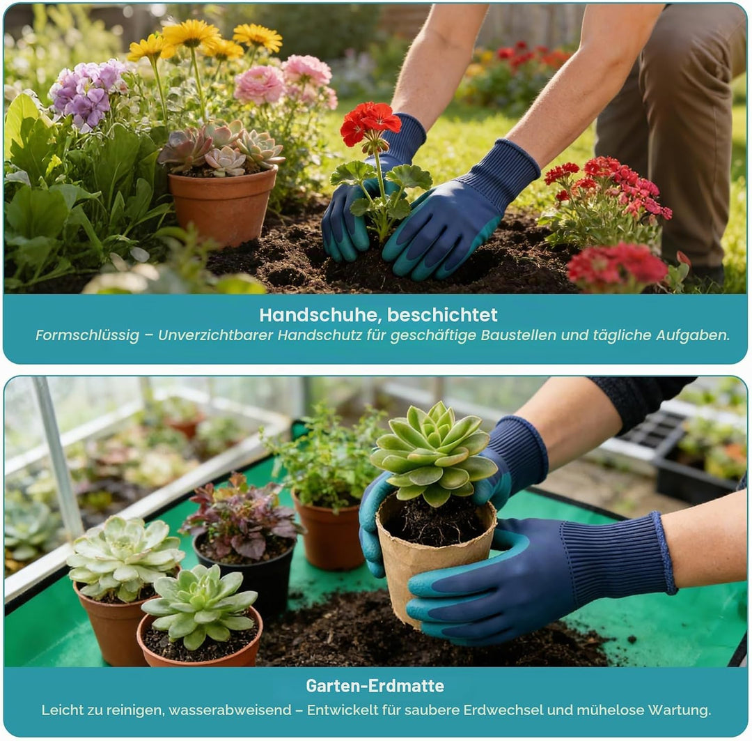 Gartenwerkzeug-Set 7 Stück, Ergonomische Gartenwerkzeuge mit Anti-Rutsch-Griff, Rostfrei, aus Alumin