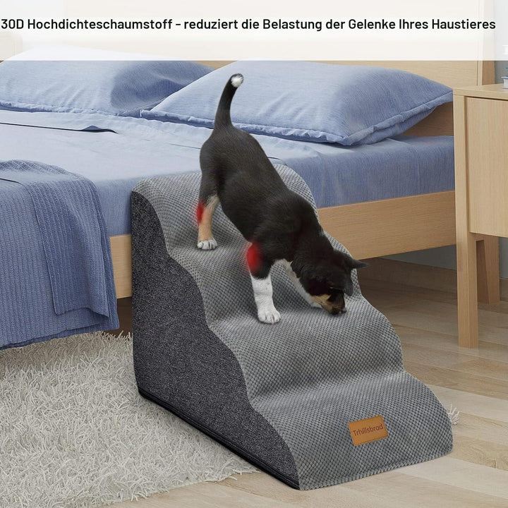 Breiter Hundetreppe 4 Stufen 50cm hoch für Kleine Hunde, Hochdichtem Schaumstoff Haustiertreppe, Was