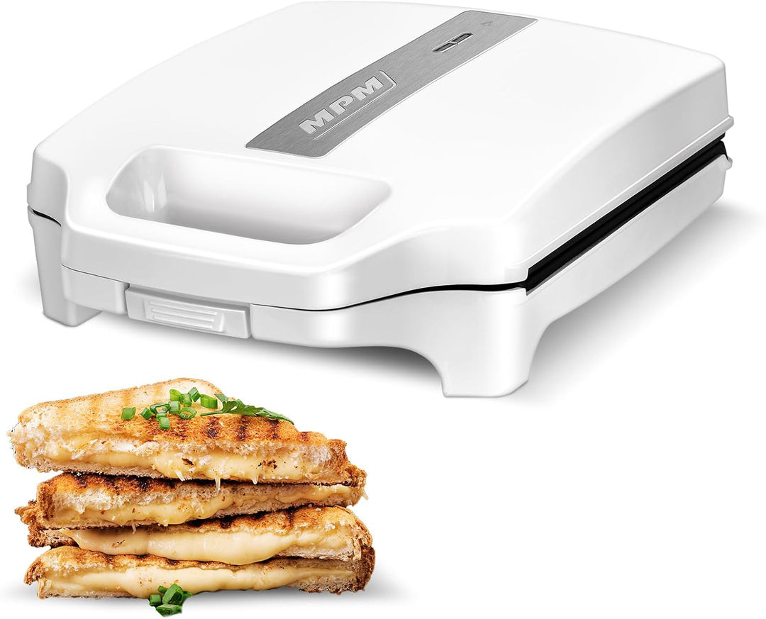 MPM MOP-35 Elektrischer Sandwichmaker für 4 Sandwiches, 8 in Dreiecksform, Antihaftbeschichtete Plat